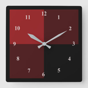 Relógio Quadrado Xadrez Preta e Vermelha Verificada -