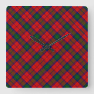 Relógio Quadrado Xadrez verde-vermelha Lindsay tartan