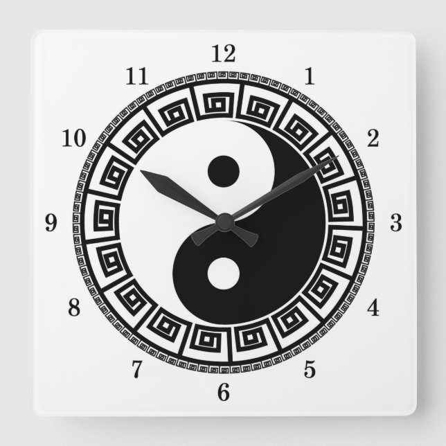 Relógio Quadrado Yin e Yang muito divertidos (Frente)