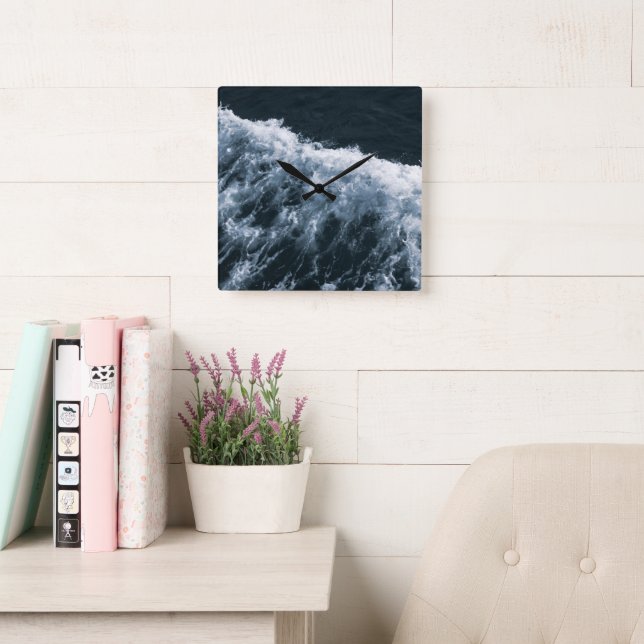 Relógio Quadrado Yin Yang Ocean Glam 1 (Sala de leitura)