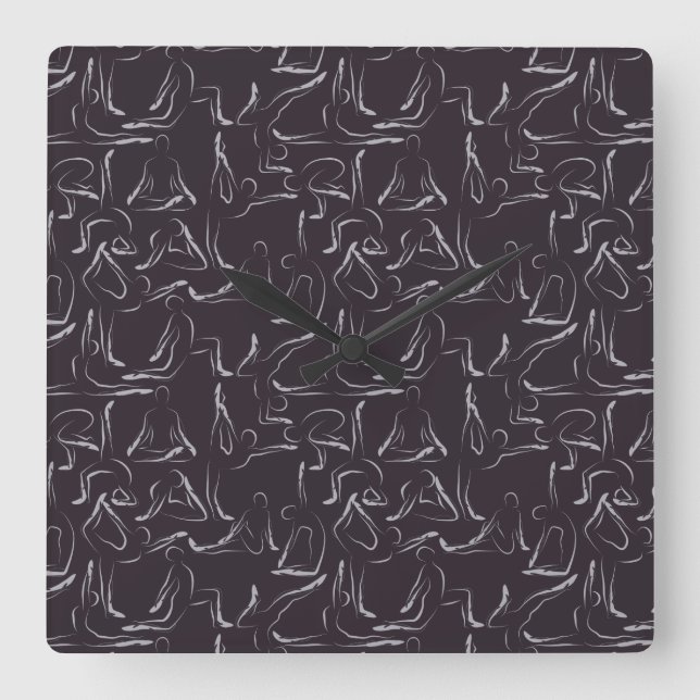 Relógio Quadrado Yoga poses pattern | Yoga seamless pattern 15 (Frente)