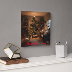 Relógio Quadrado Yuletide Charm