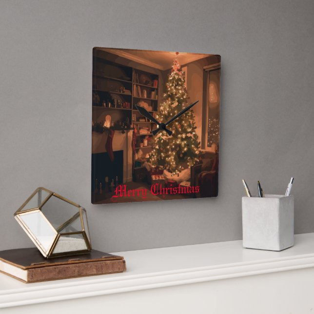 Relógio Quadrado Yuletide Charm (Escritório)