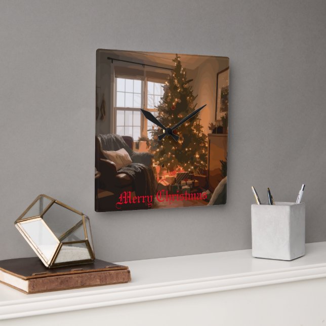 Relógio Quadrado Yuletide Charm (Escritório)