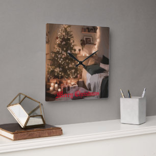 Relógio Quadrado Yuletide Charm