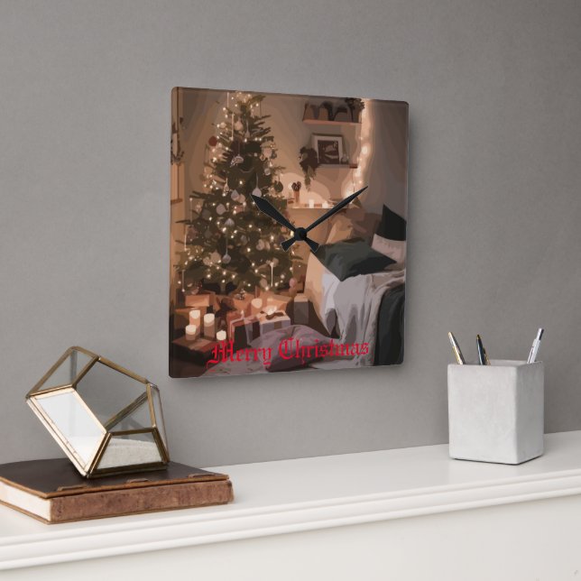 Relógio Quadrado Yuletide Charm (Escritório)