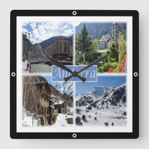 Relógio Quadrado zAD003 ANDORRA, La Vella, mosaico,