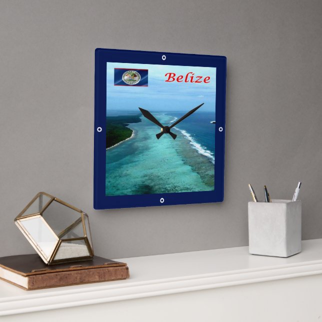 Relógio Quadrado zBZ005 BELIZE Barrier Reef, América (Escritório)