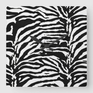 Relógio Quadrado Zebra Camouflage Padrão Artístico Negro e Branco