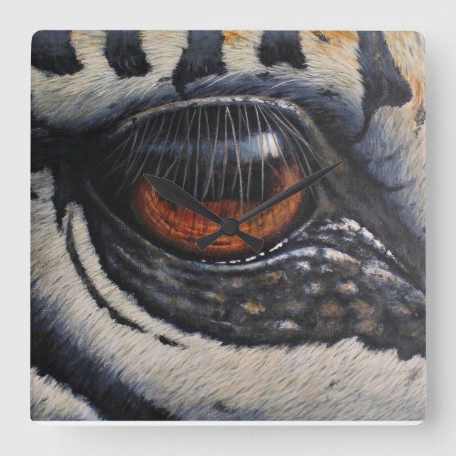 Relógio Quadrado Zebra Eye Wall Clock (Frente)