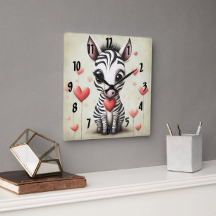 Relógio Quadrado Zebra Love 1