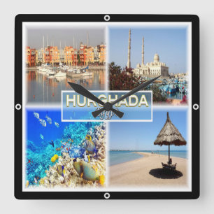 Relógio Quadrado zEG062 mosaico de HURGHADA no Egito Mar Vermelho,