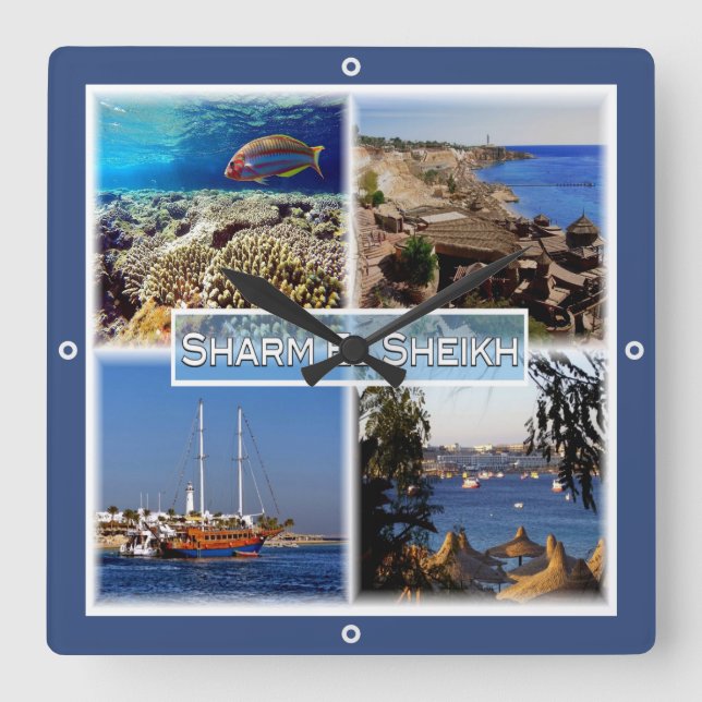 Relógio Quadrado zEG063 SHARM EL SHEIK no Mar Vermelho, EGITO, (Frente)