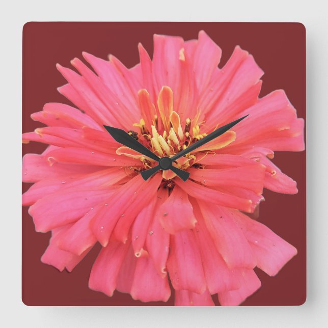 Relógio Quadrado Zenia Floral (Frente)