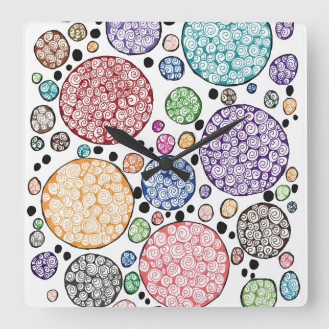 Relógio Quadrado Zentangle circles pattern (Frente)