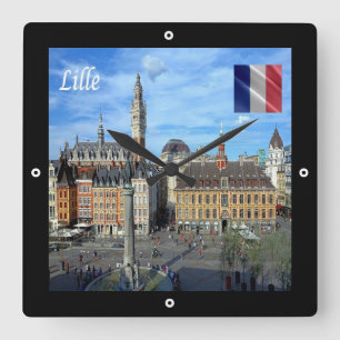 Relógio Quadrado zFR136 panorama da LILLE, França, Europa,