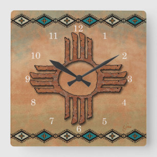 Relógio Quadrado Zia do Novo México (sol)