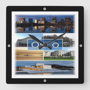 Relógio Quadrado zNO006 OSLO, Noruega, Europa,