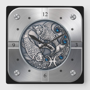 Relógio Quadrado Zodiac ~ Peixes ~ Celestial ~ Astrologia Ocidental