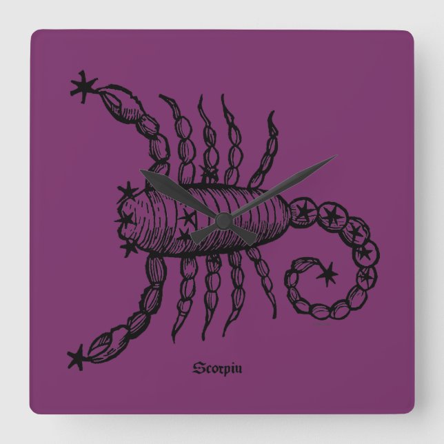 Relógio Quadrado Zodíaco: Escorpião, 1482 (Frente)