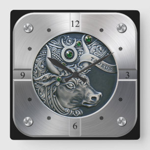 Relógio Quadrado Zodíaco ~ Touro ~ Celestial ~ Astrologia Ocidental