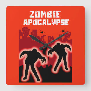 Relógio Quadrado Zombie Apocalypse Kids Camisa