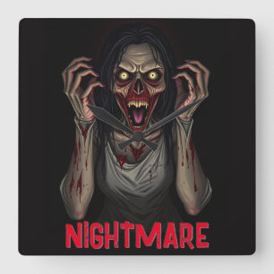 Relógio Quadrado Zombie Assustadora do Vampiro