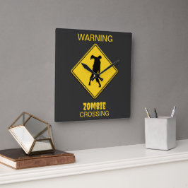 Relógio Quadrado Zombie Warning Halloween