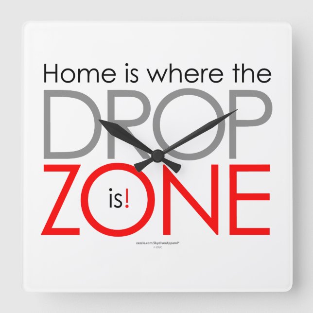 Relógio Quadrado Zona de queda do Skydiving (Frente)