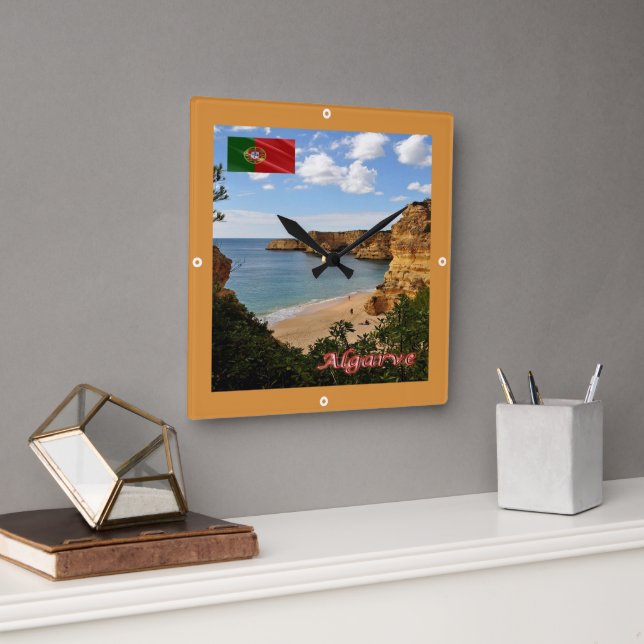 Relógio Quadrado zPT027 ALGARVE Beach Marinha, Portugal, (Escritório)