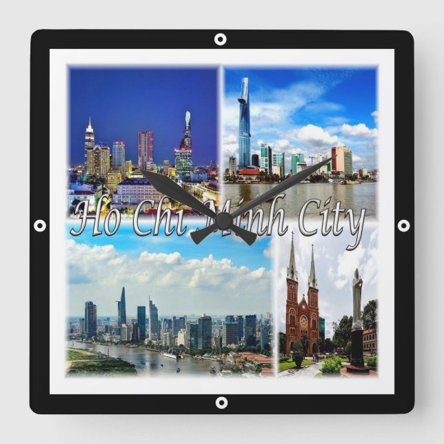 Relógio Quadrado zVN013 HO CHI MINH City SAIGON, Mosaico, (Frente)