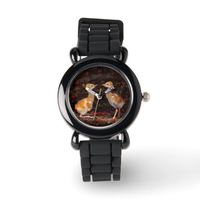 Relógio Quem é maior? Pintinhos de guindaste (Frente)