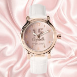 Relógio Quinceanera rosa gold name<br><div class="desc">Um presente de Quinceañera. Uma cor de fundo rosa dourada. Adicionar um nome, data</div>