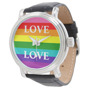 Relógio Rainbow Flag Love is Love Orgulho gay LGBT 8 Strip