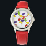Relógio Rainbow Jelly Bean Beans Jellybean Candy Watch<br><div class="desc">Veja uma ilustração original de um punhado de doces coloridos de geleia do arco-íris!</div>