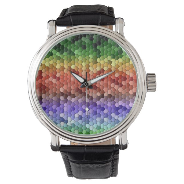 Relógio Rainbow Mosaic Pattern (Frente)