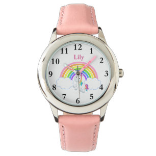 Relógio Rainbow Unicorn com Name Girls Watch
