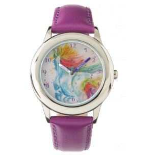 Relógio Rainbow Unicorn Watercolor Purple Girls Love Watch