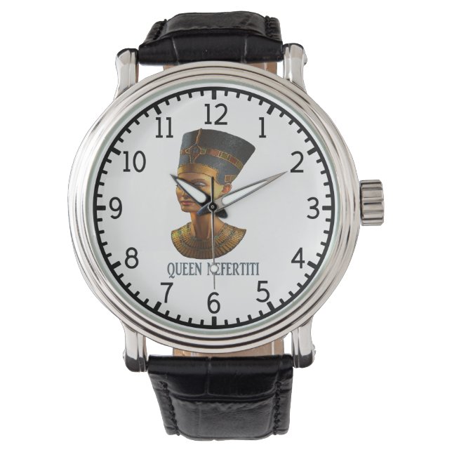 Relógio Rainha Nefertiti design de presente egípcia antiga (Frente)