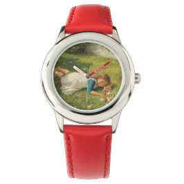 Relógio Rapariga Brincando com Pintinhos (Galinha e Galinh