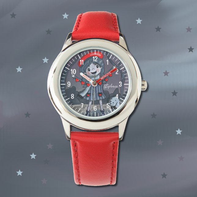 Relógio Rapariga com Red Hearts Garland Watch (Criador carregado)
