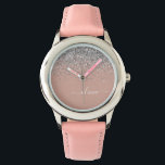 Relógio Rapariga do Monograma com rosa Dourado Blush Pink<br><div class="desc">Rosa Dourado - Controle de Nome do Monograma do Script Glitter Glitter Glitter e Cor-de-rosa-Blush e Silver Sparkle. Isto faz o doce e perfeito aniversário de 16 anos, casamento, chá de panela, aniversário, chá de fraldas ou festa de solteira presente para alguém que ama luxo de luxo e estilos quíticos....</div>