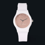 Relógio Rapariga do Monograma de Script Brilhante Cor-de-r<br><div class="desc">Rosa Dourado - Inspeção de Nome do Monograma do Script Glitter Glitter Rosa Esmagado. Isso faz a formatura perfeita,  aniversário,  casamento,  chá de panela,  aniversário,  chá de fraldas ou presente de festa de solteira para alguém que ama luxo de vidro e estilos quíticos.</div>