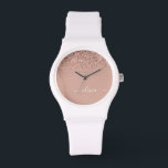 Relógio Rapariga do Monograma de Script Brilhante Cor-de-r<br><div class="desc">Rosa Dourado - Inspeção de Nome do Monograma do Script Glitter Glitter Rosa Esmagado. Isso faz a formatura perfeita,  aniversário,  casamento,  chá de panela,  aniversário,  chá de fraldas ou presente de festa de solteira para alguém que ama luxo de vidro e estilos quíticos.</div>