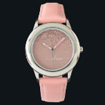 Relógio Rapariga do Monograma de Script Brilhante Cor-de-r<br><div class="desc">Rosa Dourado - Inspeção de Nome do Monograma do Script Glitter Glitter Rosa Esmagado. Isto faz o doce e perfeito aniversário de 16 anos,  casamento,  chá de panela,  aniversário,  chá de fraldas ou festa de solteira presente para alguém que ama luxo de luxo e estilos quíticos.</div>