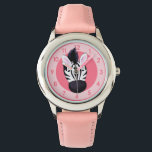 Relógio Raparigas divertidas zebra adiciona seu nome, reló<br><div class="desc">Bonita pintura de zebra crianças assistem. Pintura de zebra aquática e design por Sarah Trett.</div>