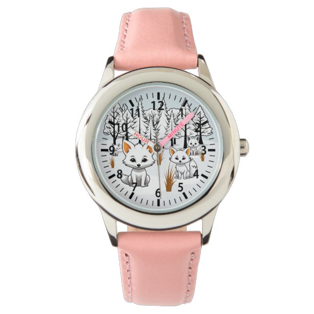 Relógio Raposas do Ártico - Paisagem de inverno (Frente)