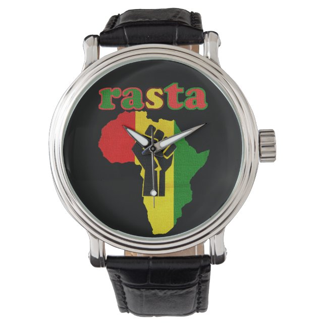 Relógio Rasta Black Power sobre a África (Frente)