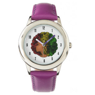 Relógio Rasta negra mulher a verde-vermelha