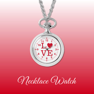 Relógio Red and White Love Neclace Watch